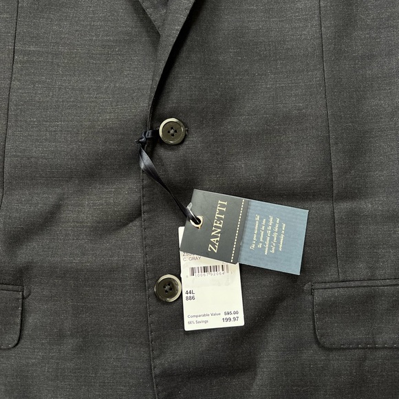 Zanetti Wool Blazer Porto Suit Jacket Grey 
Single Dual Vent Blazer Men's 44L - Picture 4 of 6